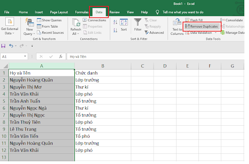 Hướng dẫn lọc dữ liệu trùng trong Excel